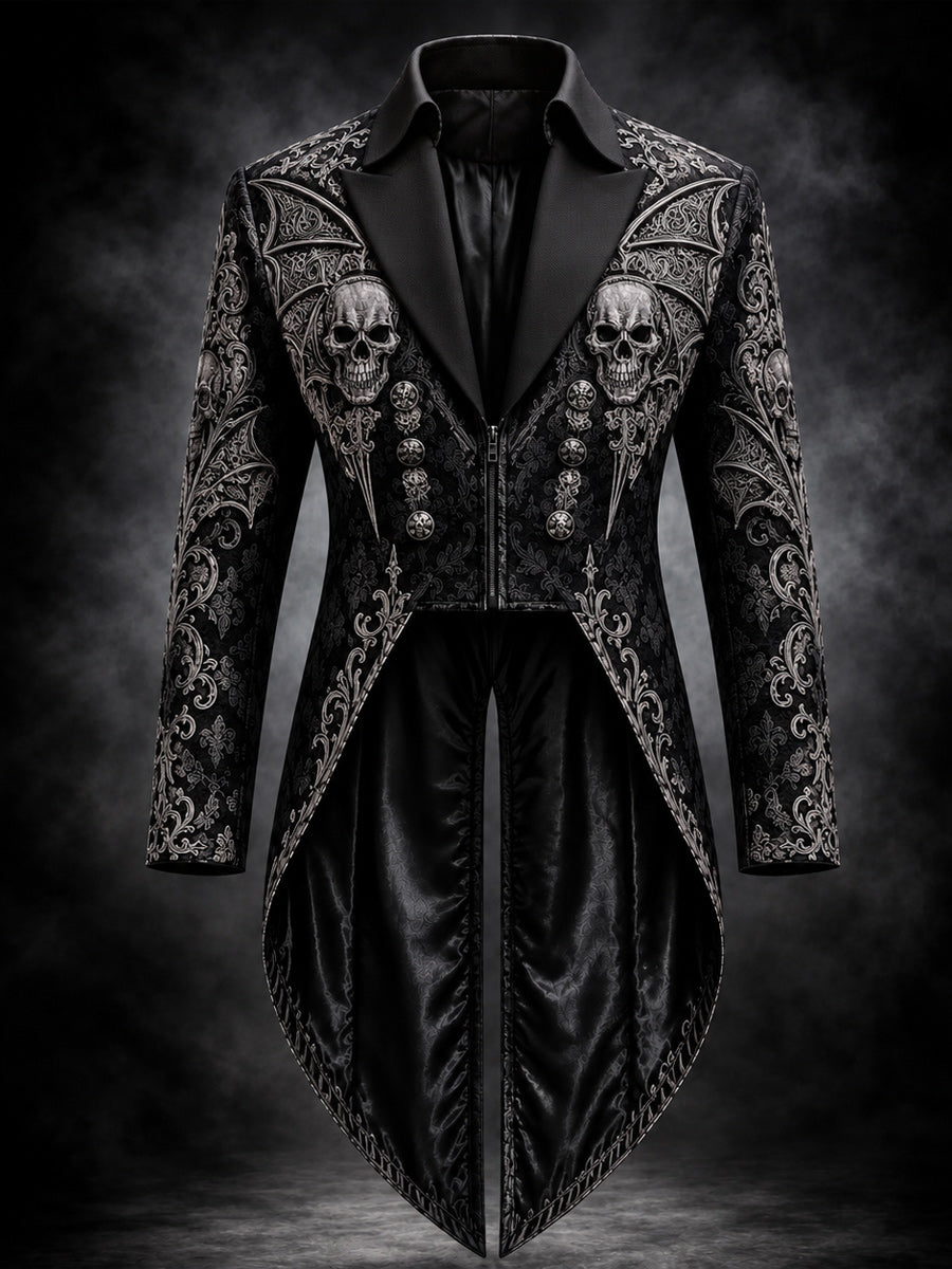 Men's Gothic Punk Art Print Swallow-Tailed Coat